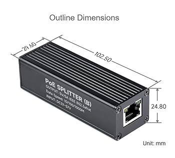 Amazon | 工業用ギガビットPoEスプリッター、5V 5A Type-C電源